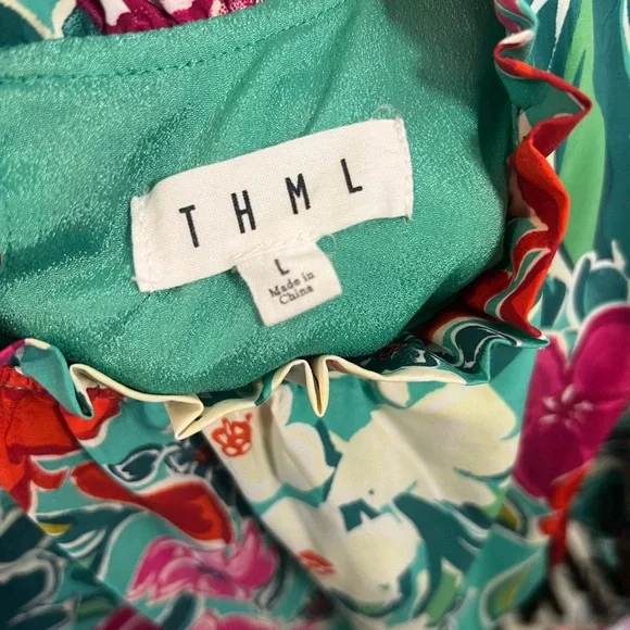 THML Floral Midi Dress - Red and Green - Picture 3 of 5